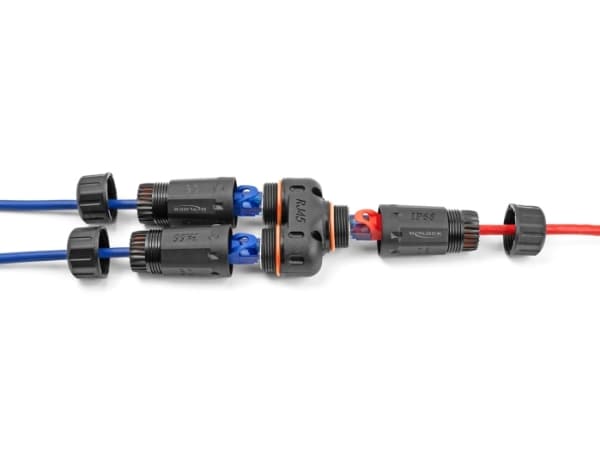 Delock - Nettverkkopler - RJ-45 (hunn) til RJ-45 (hunn) - STP - CAT 6 - utendørs, Y-formet, dust and waterproof (IP68) - svart
