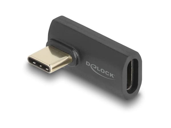 Delock - USB-adapter - 24 pin USB-C (hane) vänster-/högervinklad till 24 pin USB-C (hona) - USB4 / Thunderbolt 3 / Thunderbolt 4 / DisplayPort 1.4 -