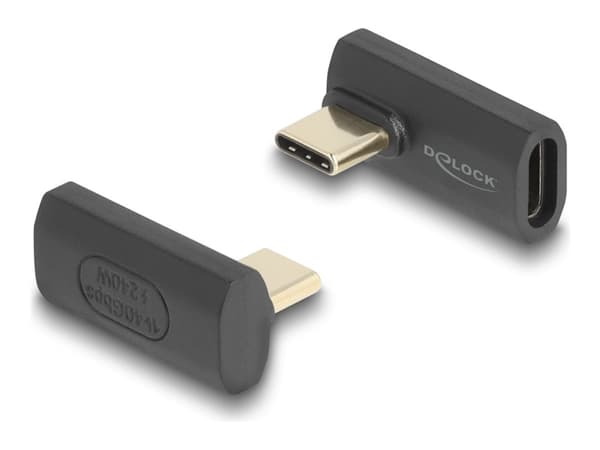 Delock - USB-adapter - 24 pin USB-C (hane) vänster-/högervinklad till 24 pin USB-C (hona) - USB4 / Thunderbolt 3 / Thunderbolt 4 / DisplayPort 1.4 -