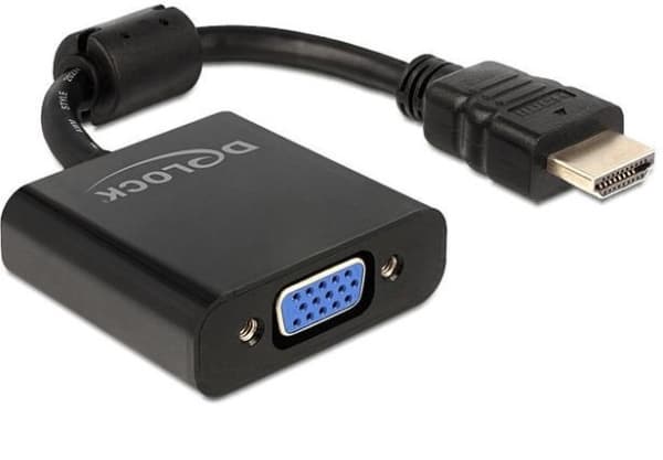 DeLOCK 65512, 0,254 m, VGA (D-Sub), HDMI Type A (Standard), Hankjønn, Hunkjønn, Sort
