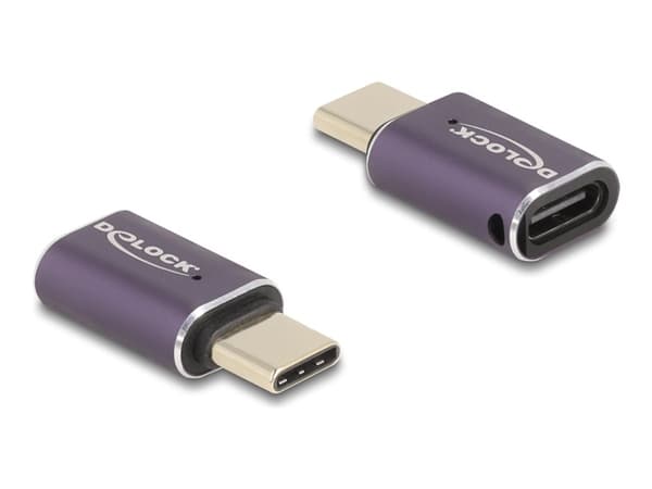 Delock - USB-adapter - 24 pin USB-C (hane) till 24 pin USB-C (hona) - Thunderbolt 4 - 48 V - 5 A - upp till 40 Gbps dataöverföringshastighet, USB-str