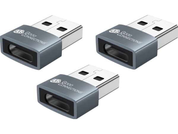 Kabelmeister adapter USB 2.0-kontakt A till USB-C™-uttag - aluminiumhölje - grå - set om 3 (USB-AD203-3)