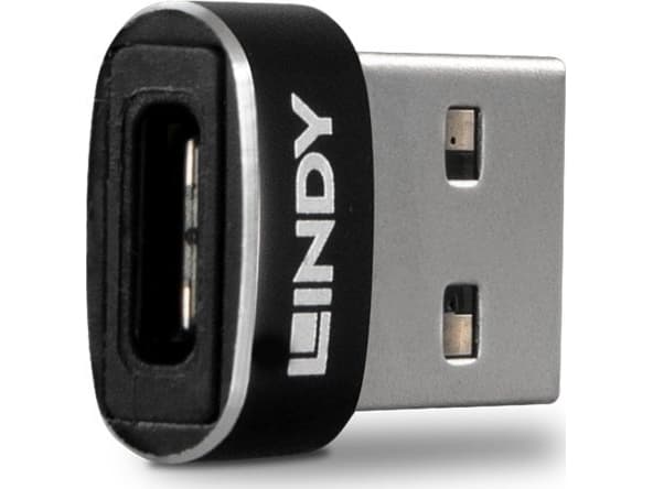 Lindy 41884, USB Type-A, USB Type-C, Musta