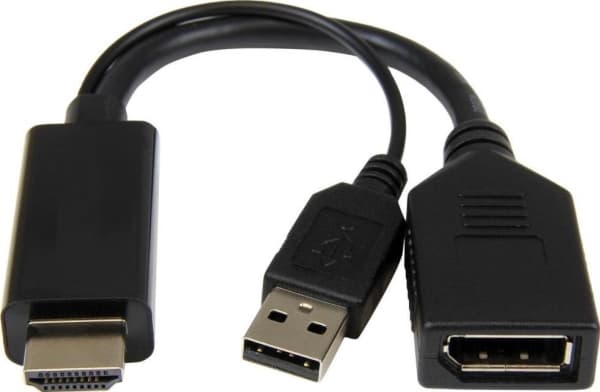 Cablexpert - Video adapter - DisplayPort hunn til HDMI, USB (kun strøm) hann - 10 cm - 4K 30Hz støtte, aktiv