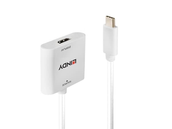 Lindy 43339, 0,1 m, USB Type-C, HDMI, Hankoppling, Honkoppling, Rak