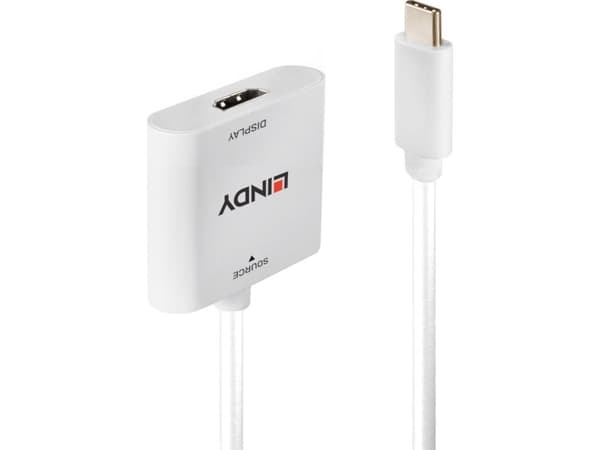 Lindy 43339, 0,1 m, USB Type-C, HDMI, Hankoppling, Honkoppling, Rak