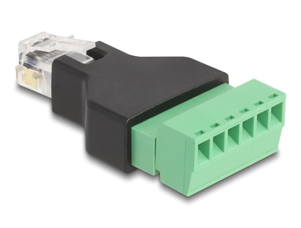 DeLOCK 66590, RJ12, 6 pin terminal block, Black, Green