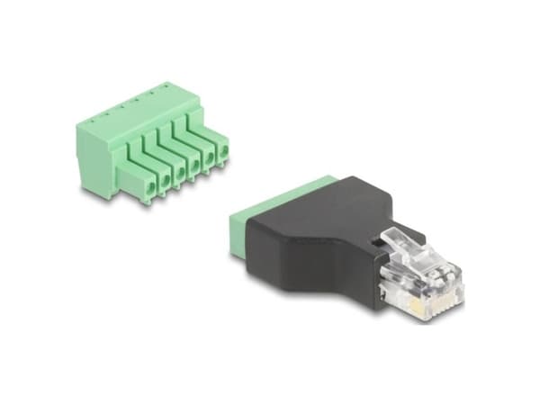 DeLOCK 66590, RJ12, 6 pin terminal block, Black, Green