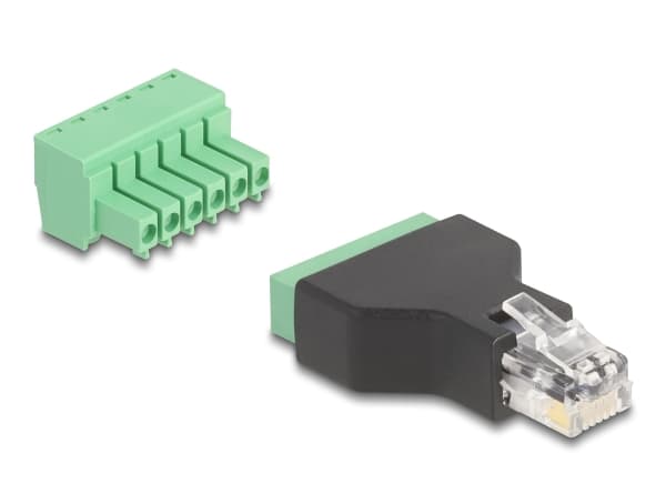 DeLOCK 66590, RJ12, 6 pin terminal block, Black, Green