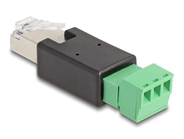 Delock - Nettverkkontakt - RJ-45 (hunn) til 3-pins terminalblokk avtakbar - svart, grønn