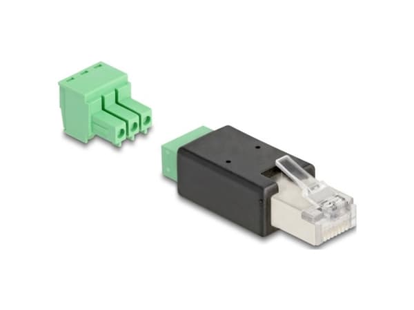 Delock - Nettverkkontakt - RJ-45 (hunn) til 3-pins terminalblokk avtakbar - svart, grønn