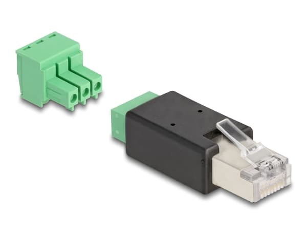 Delock - Nettverkkontakt - RJ-45 (hunn) til 3-pins terminalblokk avtakbar - svart, grønn