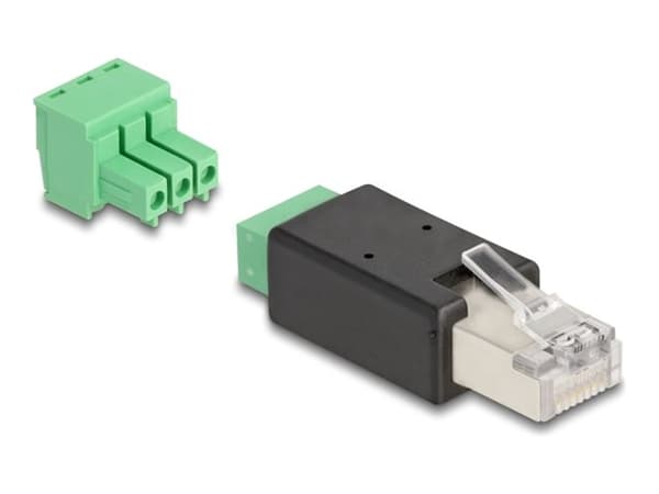 Delock - Nettverkkontakt - RJ-45 (hunn) til 3-pins terminalblokk avtakbar - svart, grønn