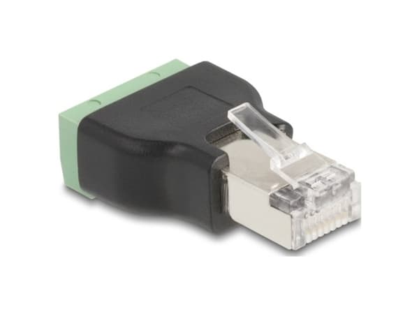 Delock - Nätverkskort - RJ-45 (hane) till 4 stifts terminalblock (hona) - svart, grön