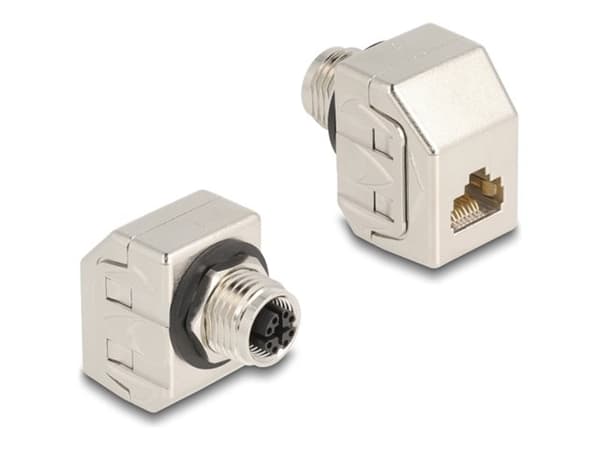Delock - Nettverksadapter - 8-pins M12 (hunn) til RJ-45 (hunn) - STP - CAT 6a - X-coded - sølv