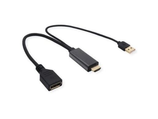 VALUE 12.99.3146, 0,3 m, HDMI Typ A (standard), DisplayPort, Hankoppling, Honkoppling, Rak