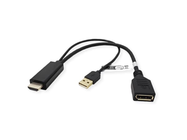 VALUE 12.99.3146, 0,3 m, HDMI Typ A (standard), DisplayPort, Hankoppling, Honkoppling, Rak