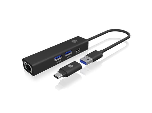 ICY BOX IB-HUB1439-LAN Wired USB 3.2 Gen 1 (3.1 Gen 1) Type-A Black