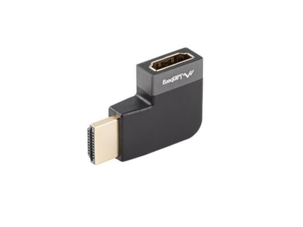 Lanberg - HDMI-adapter - HDMI hann til HDMI hunn høyrevinklet - sølv - støtte for 8K UHD (7680 x 4320)