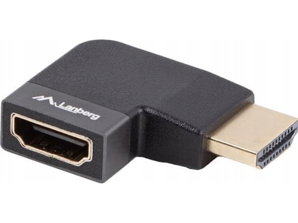 Lanberg - HDMI-adapter - HDMI hane till HDMI hona vänstervinklad - silver - 8K UHD-stöd (7680 x 4320)