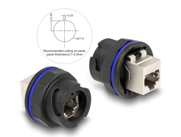 Delock RJ45 Cat.6A paneeli liitin musta - Verkko (67048)