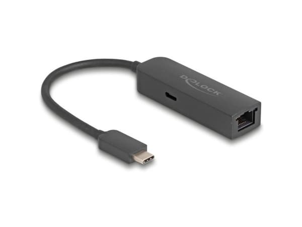 DeLOCK USB Type-C Adapter to 2.5 Gigabit LAN with Power Delivery 100 watt, Wired, USB Type-C, Ethernet, 5000 Mbit/s, Black