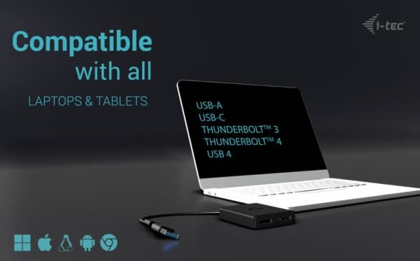 i-Tec - Video adapter - 24 pin USB-C (hann) til DisplayPort (hunn) - Thunderbolt 4 - 27 cm - 4K 60Hz støtte