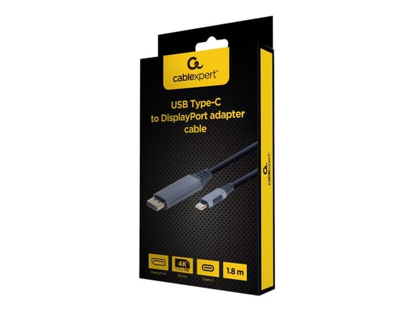 Cablexpert - Adapterkabel - 24 pin USB-C (hann) til DisplayPort (hann) - USB 3.0 - 1.8 m - 4K-støtte - romgrå