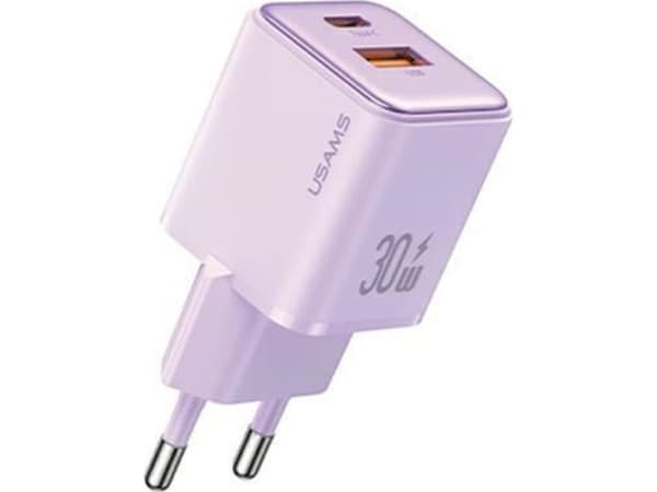 Ładowarka Usams USAMS Ład. siec. 1xUSB+1xUSB-C PD30W 3A (only head) PD3.0 Fast Charging purpurowy/purple X-ron Series CC189TC03 (US-CC189)