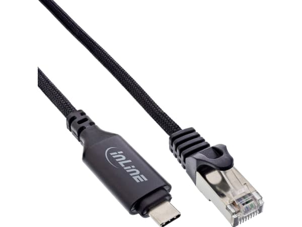 InLine 33381B, USB typ-C, RJ-45, 5 m, Sort
