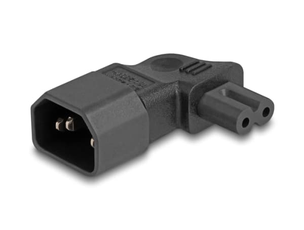 DeLOCK verkkovirtasovitin IEC 60320 - C14 - C7 pistorasiaan 2,5 A 90°, Sort