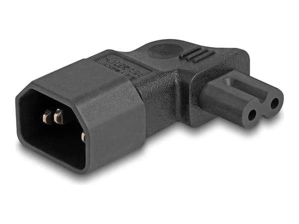Delock - Strømadapter - power IEC 60320 C7 til IEC 60320 C14 - 250 V - 2.5 A - 90° kontakt - svart