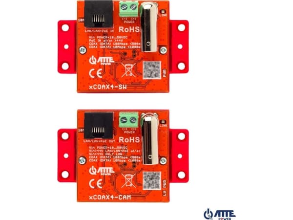 ATTE xCOAX4-SET aktive omformere for Ethernet- og PoE-overføring