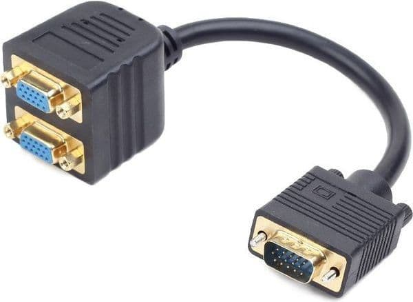 Cablexpert - VGA-delare - HD-15 (VGA) (hona) till HD-15 (VGA) (hane) - 20 cm - tumskruvar - svart