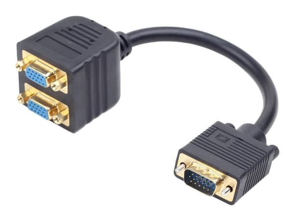 Cablexpert - VGA-delare - HD-15 (VGA) (hona) till HD-15 (VGA) (hane) - 20 cm - tumskruvar - svart