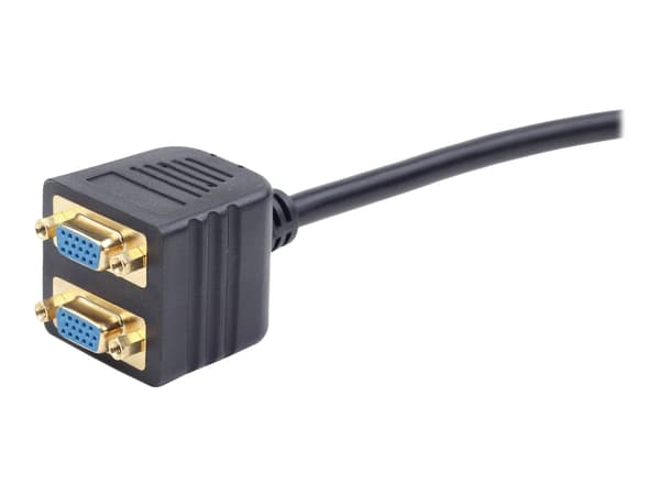 Cablexpert - VGA-delare - HD-15 (VGA) (hona) till HD-15 (VGA) (hane) - 20 cm - tumskruvar - svart