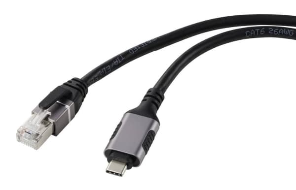 Renkforce RF-6055778, USB-C, RJ45, 1,8 m, Sort
