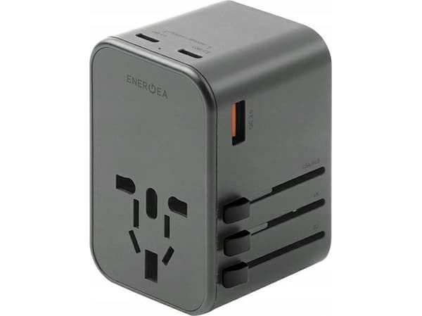 Ładowarka Energea ENERGEA ład. siec. 1xUSB+2xUSB-C PD-PPS-QC 3.0 65W 1A2C adapter 4w1 US/UA/EU/UK szary/gunmetal Travelworld Adapter GaN65W