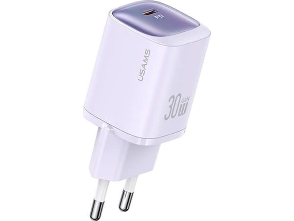 Usams CC251 30W GaN 1xUSB-C PD 3.0 vegglader uten kabel - lilla