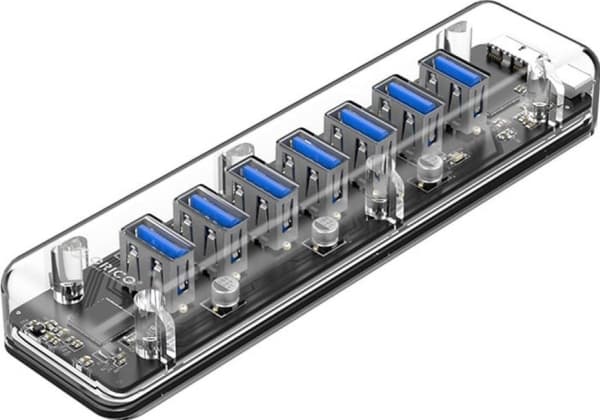 Orico USB HUB Orico Aktiv hubb 7*USB-A 5Gbps transparent