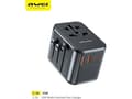 Miniatyrbilde 1 av 2: Awei lader AWEI Adapter nettverk 2xUSB+3xUSB-C C-39 35W 4in1 US/AU/EU/UK svart/svart Univesal Travel GaN Lader