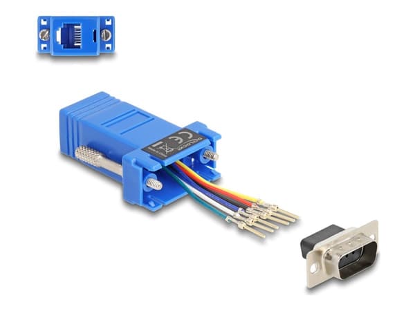 Delock - Seriell adapter - DB-9 (hane) skruvbar till RJ-12 (6 stift) (hona) - individuellt tilldelningsbar seriell gränssnitt - blå