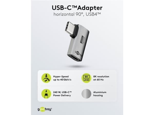 Goobay 74441, USB-C, USB-C, Silver