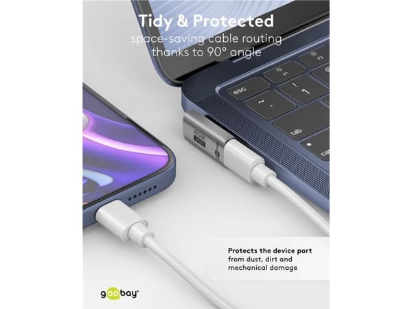 USB-C™-sovitin pystysuora 90° pitkä, USB4™