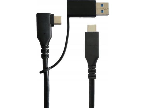 USB MicroConnect USB-A + USB-C - USB-C-kabel 1 m Svart (USB3.0, C-hane vinklad och A)
