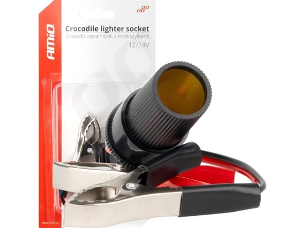 AMiO Alligator clip adapter for sigarettenneruttak 12v 24v 15cm amio-03803