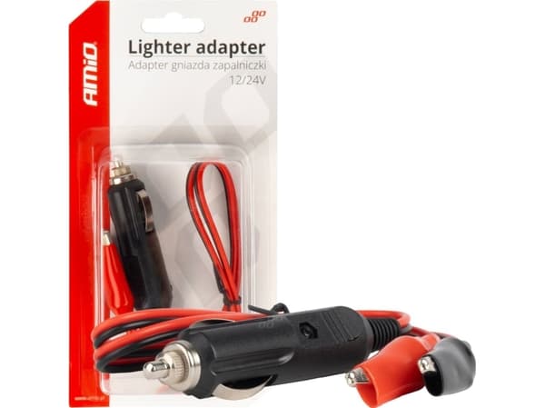 AMiO savukkeensytytin pistorasia-adapteri 12v 24v krokotiilipistorasia 60cm amio-03802