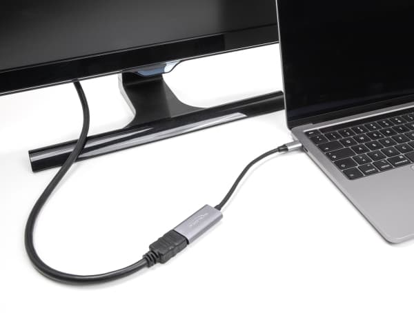 Delock - Ultra High Speed - video adapter - 24 pin USB-C hann til HDMI hunn - 15 cm - grå/svart - 8 K 60 Hz (7680 x 4320) støtte, HDR-støtte
