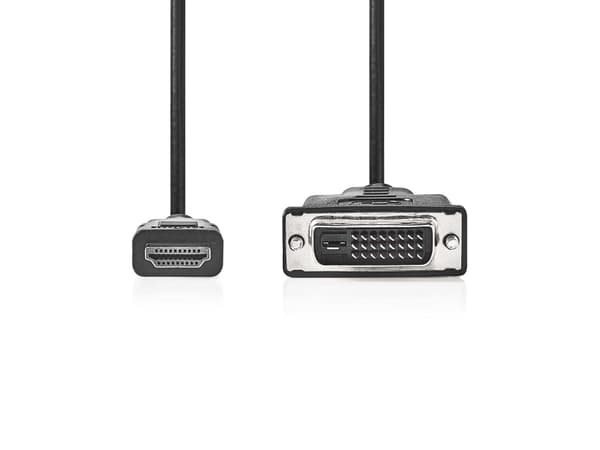 Nedis CCGL34800BK20, 2 m, HDMI Type A (Standard), DVI-D, Hankjønn, Hankjønn, Rett
