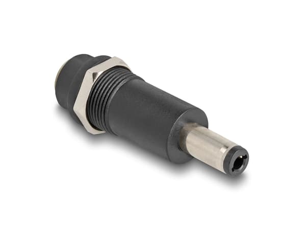 Delock - Adapter för effektkontakt - Växelströmsjack 5,5 x 2,5 mm (hona) till DC-jack 5,5 x 2,1 mm (hane) - svart